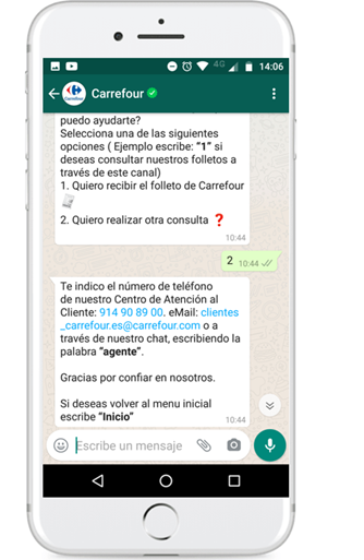 Caso de exíto Carrefour_WhatsApp Business Api España_ Segunda pantalla