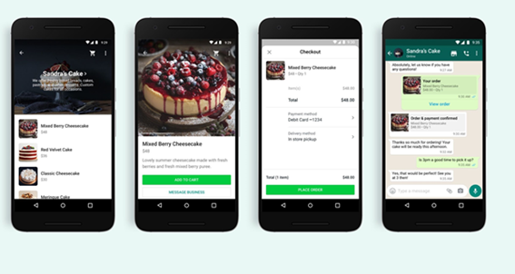Imagen of whatsapp business example_ cake shop images